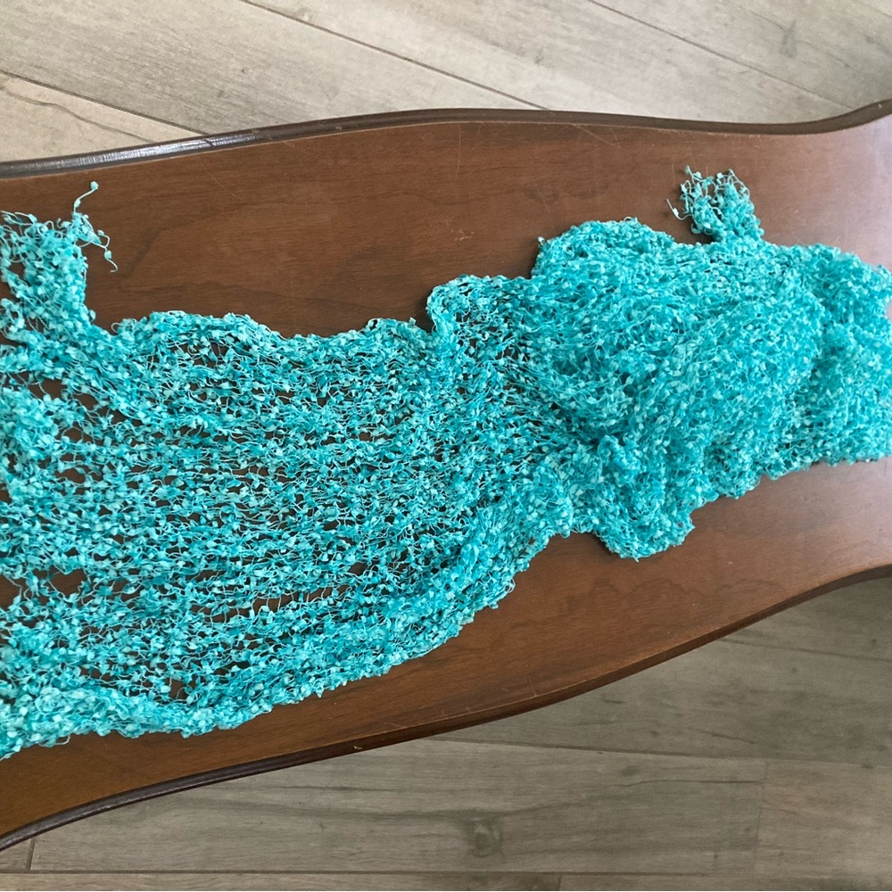 Tactile Turquoise Knit Scarf